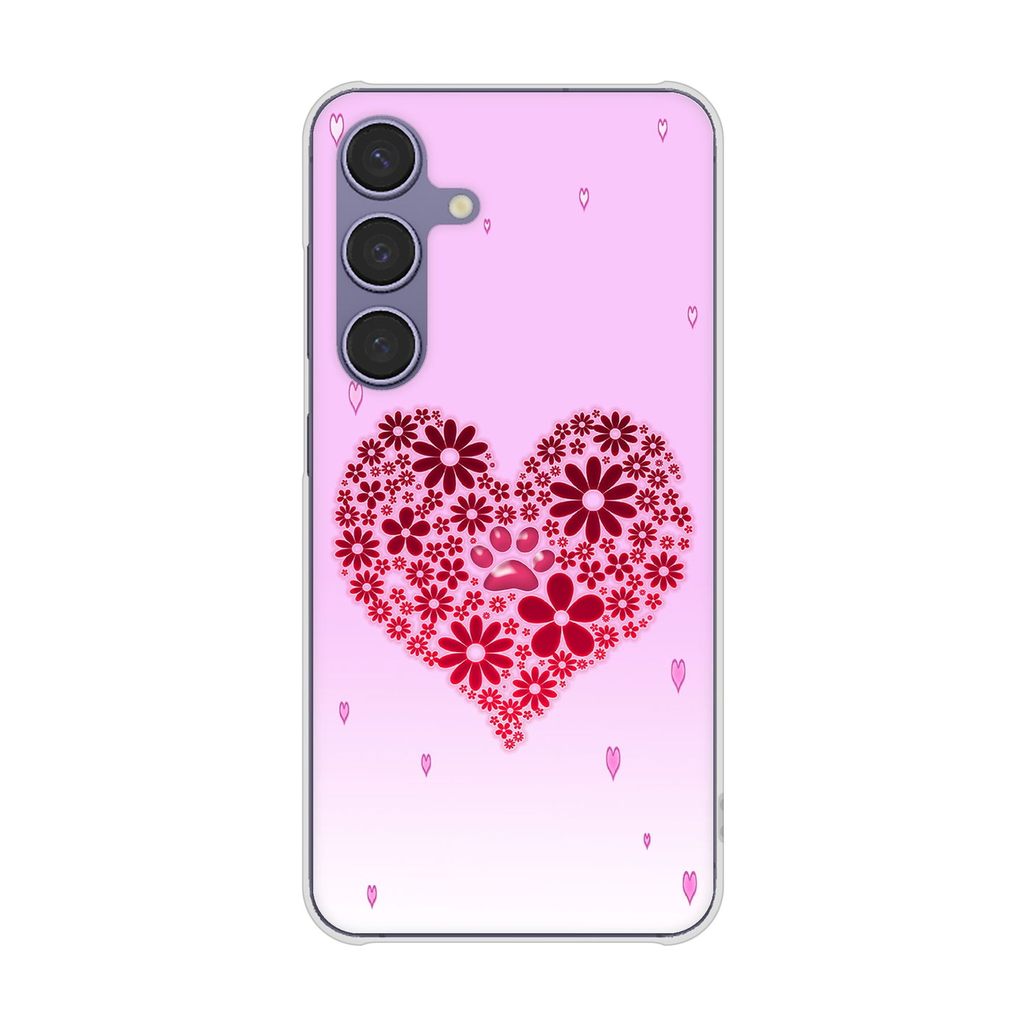 Galaxy S24 SCG25 au 高画質仕上げ 背面印刷 ハードケースハートと肉球