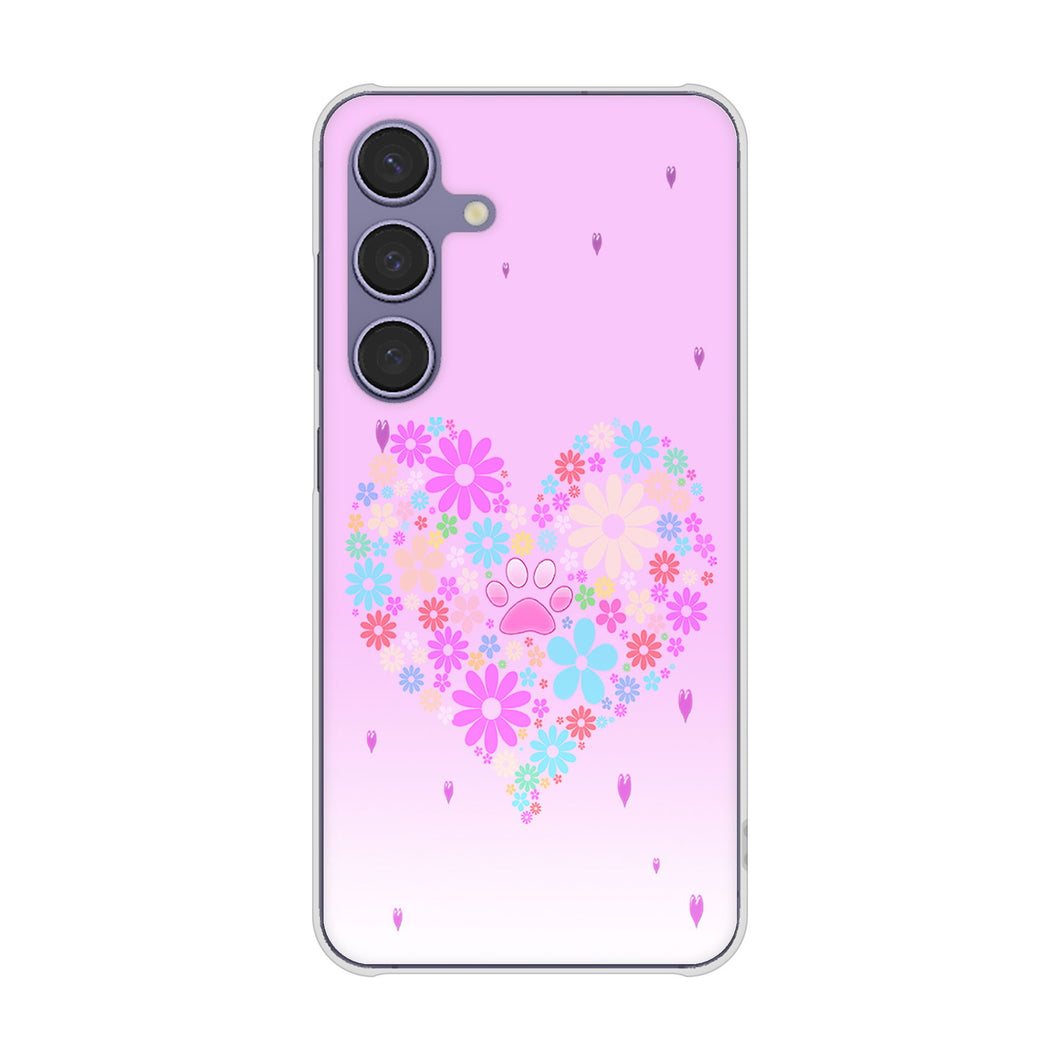 Galaxy S24 SCG25 au 高画質仕上げ 背面印刷 ハードケースハートと肉球