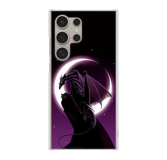Galaxy S24 Ultra SCG26 au 高画質仕上げ 背面印刷 ハードケース 【037 三日月とドラゴン】