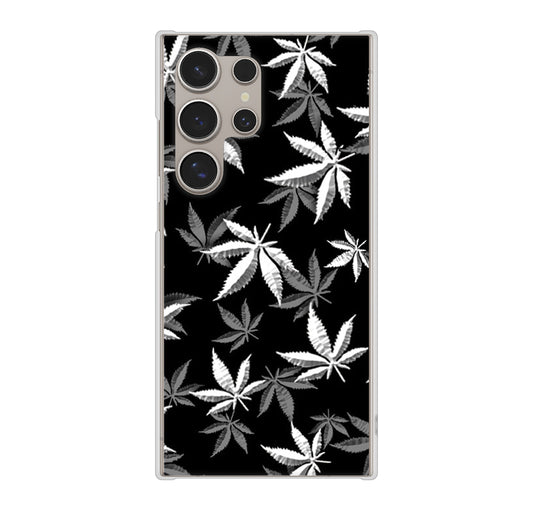 Galaxy S24 Ultra SCG26 au 高画質仕上げ 背面印刷 ハードケース 【064 モノトーン大麻ブラック】