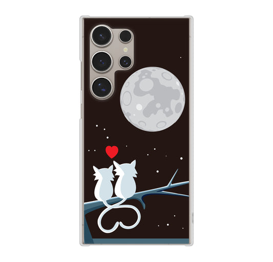 Galaxy S24 Ultra SCG26 au 高画質仕上げ 背面印刷 ハードケース夜とネコ