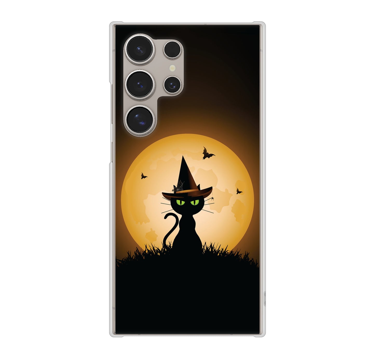 Galaxy S24 Ultra SCG26 au 高画質仕上げ 背面印刷 ハードケース夜とネコ