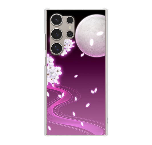 Galaxy S24 Ultra SCG26 au 高画質仕上げ 背面印刷 ハードケース 【1223 紫に染まる月と桜】