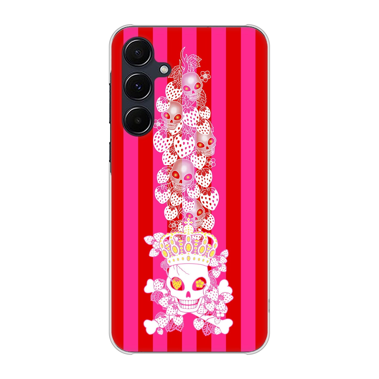Galaxy A55 5G SCG27 au 高画質仕上げ 背面印刷 ハードケースむかいあぐる 苺骸骨王冠蔦
