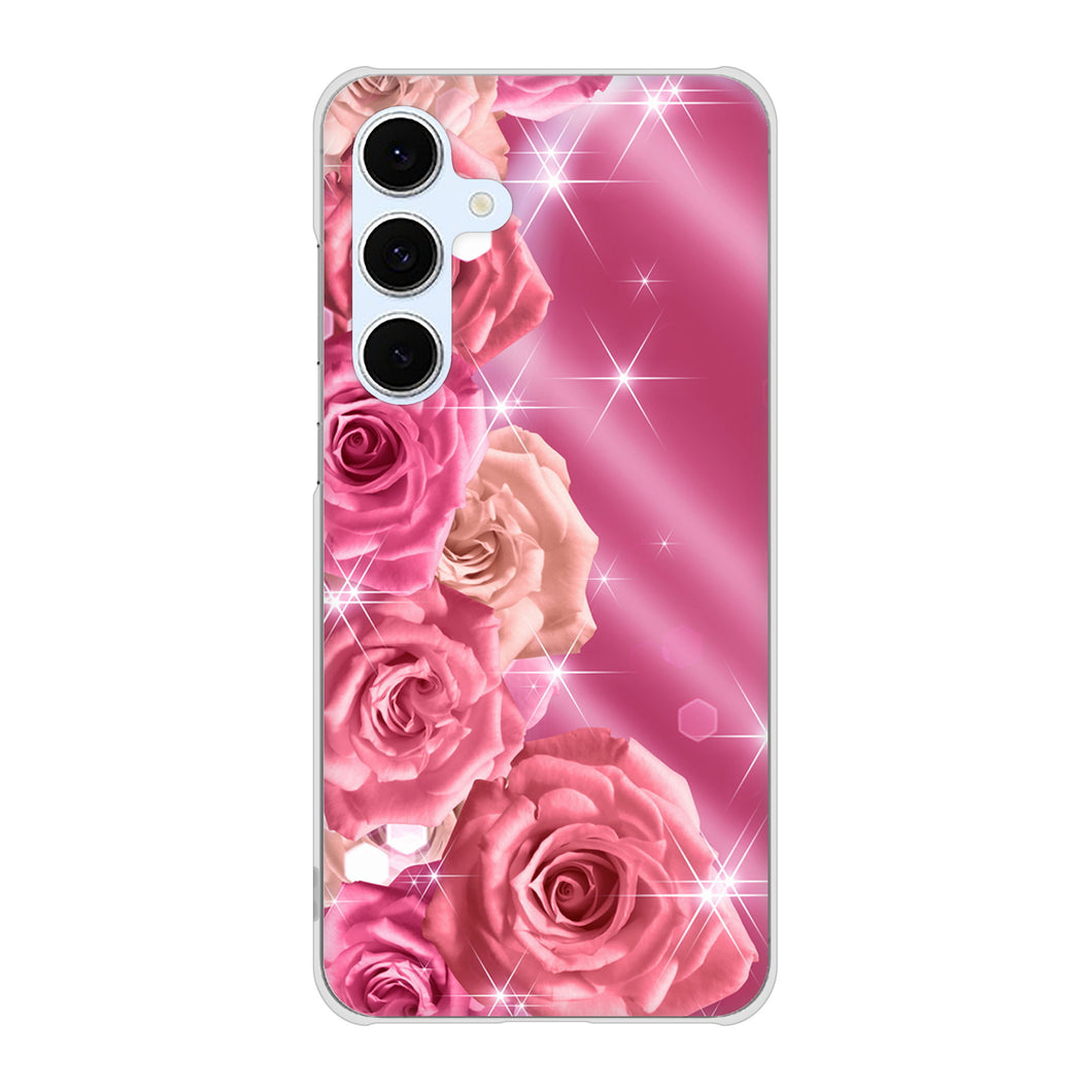 Galaxy S24 FE SCG30 au 高画質仕上げ 背面印刷 ハードケース 【1182 ピンクの薔薇に誘われて】