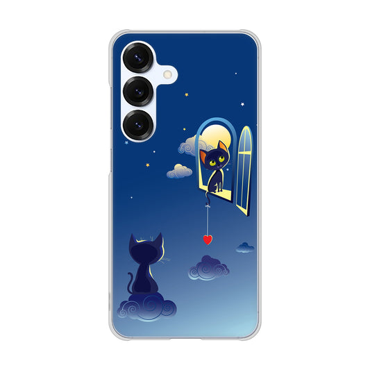 Galaxy S25 SCG31 au 高画質仕上げ 背面印刷 ハードケース夜とネコ