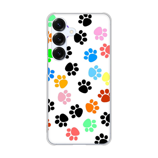 Galaxy S25 SCG31 au 高画質仕上げ 背面印刷 ハードケース 【1108 あしあとカラフル】
