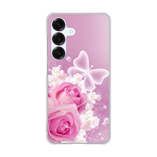 Galaxy S25 SCG31 au 高画質仕上げ 背面印刷 ハードケースロマンチックなバラ