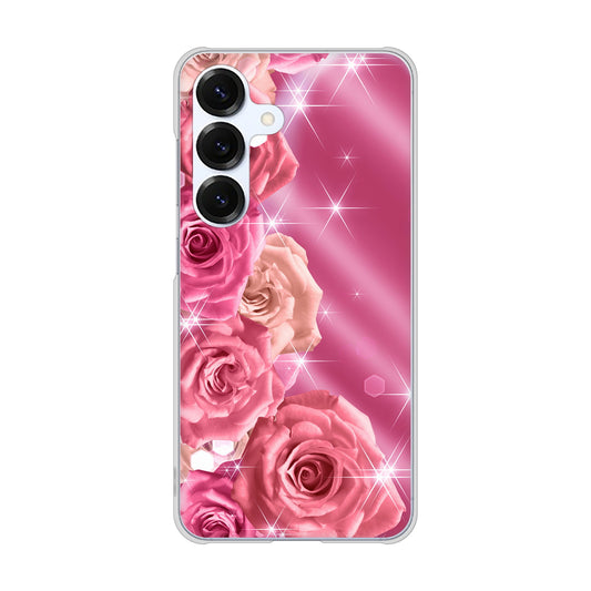 Galaxy S25 SCG31 au 高画質仕上げ 背面印刷 ハードケース 【1182 ピンクの薔薇に誘われて】