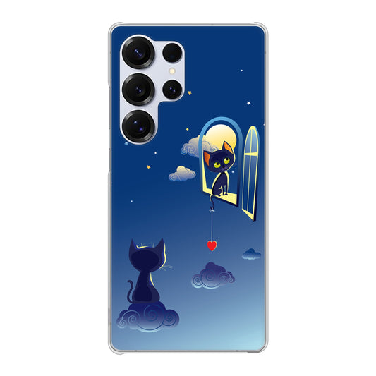 Galaxy S25 Ultra SCG32 au 高画質仕上げ 背面印刷 ハードケース夜とネコ