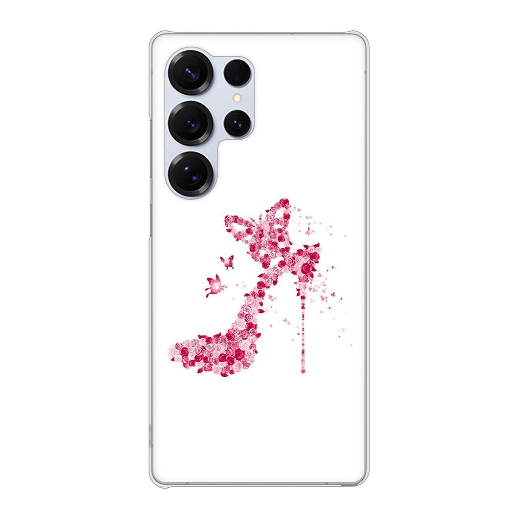 Galaxy S25 Ultra SCG32 au 高画質仕上げ 背面印刷 ハードケース 【387 薔薇のハイヒール】