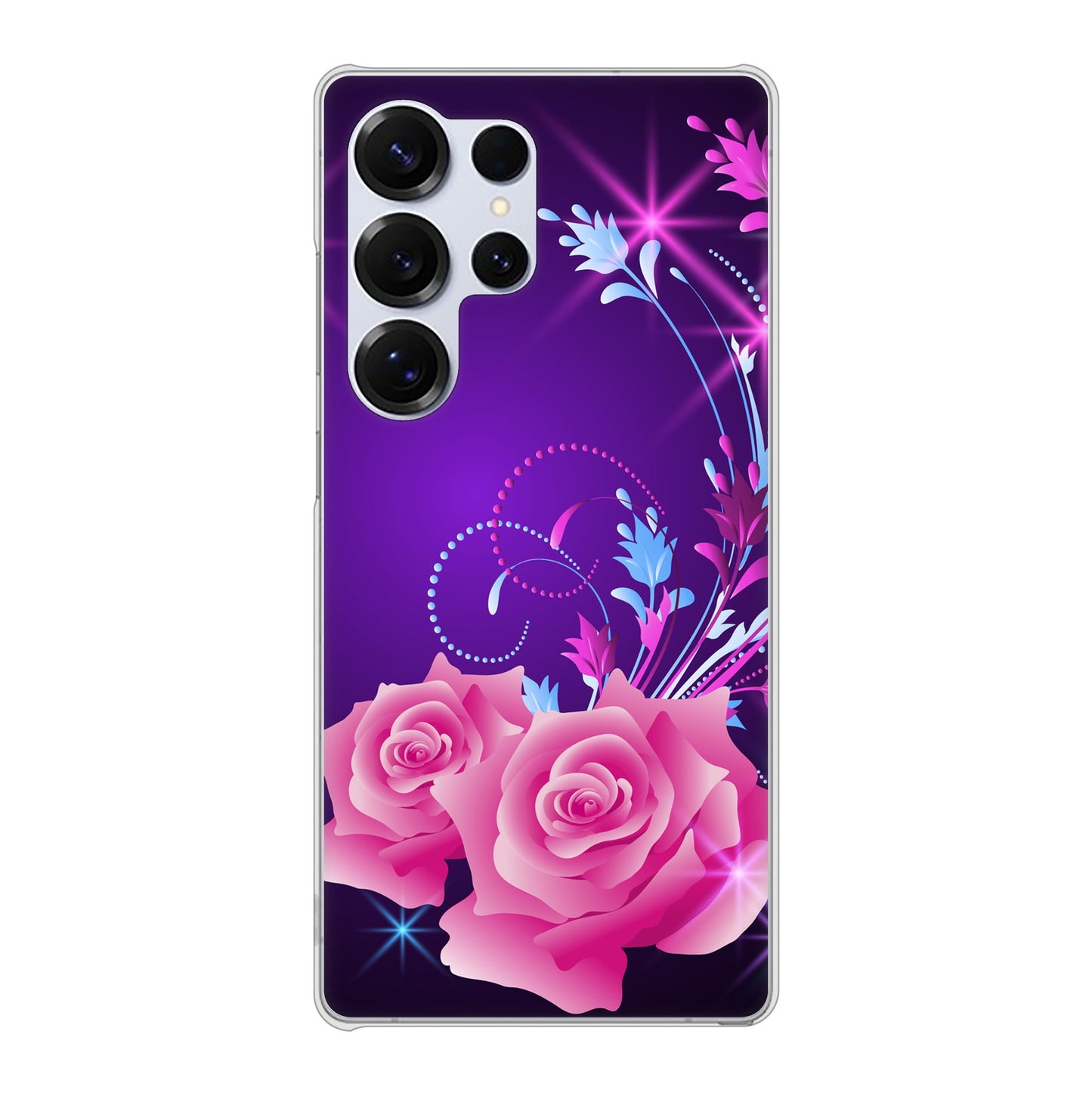 Galaxy S25 Ultra SCG32 au 高画質仕上げ 背面印刷 ハードケースロマンチックなバラ