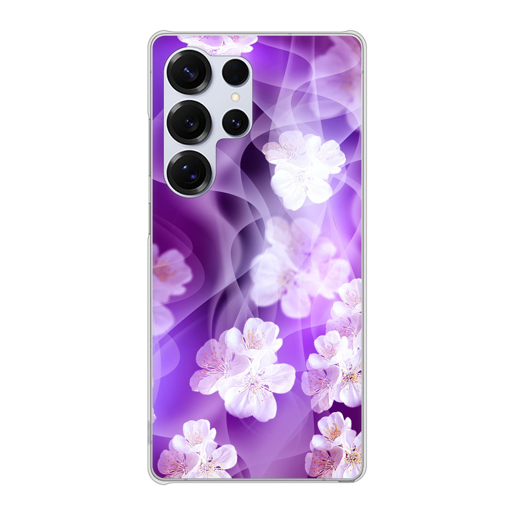 Galaxy S25 Ultra SCG32 au 高画質仕上げ 背面印刷 ハードケース 【1211 桜とパープルの風】