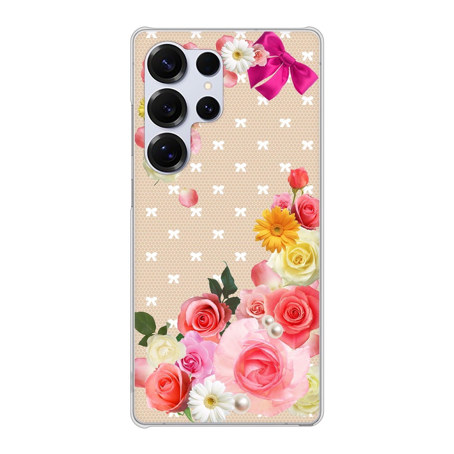 Galaxy S25 Ultra SCG32 au 高画質仕上げ 背面印刷 ハードケースロマンチックなバラ