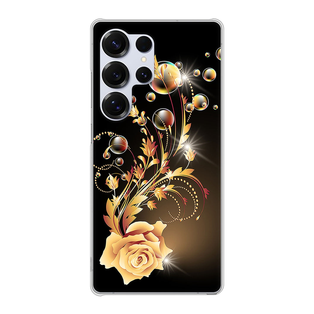 Galaxy S25 Ultra SCG32 au 高画質仕上げ 背面印刷 ハードケースロマンチックなバラ