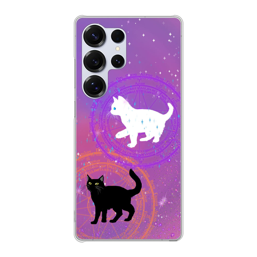 Galaxy S25 Ultra SCG32 au 高画質仕上げ 背面印刷 ハードケース魔法陣猫