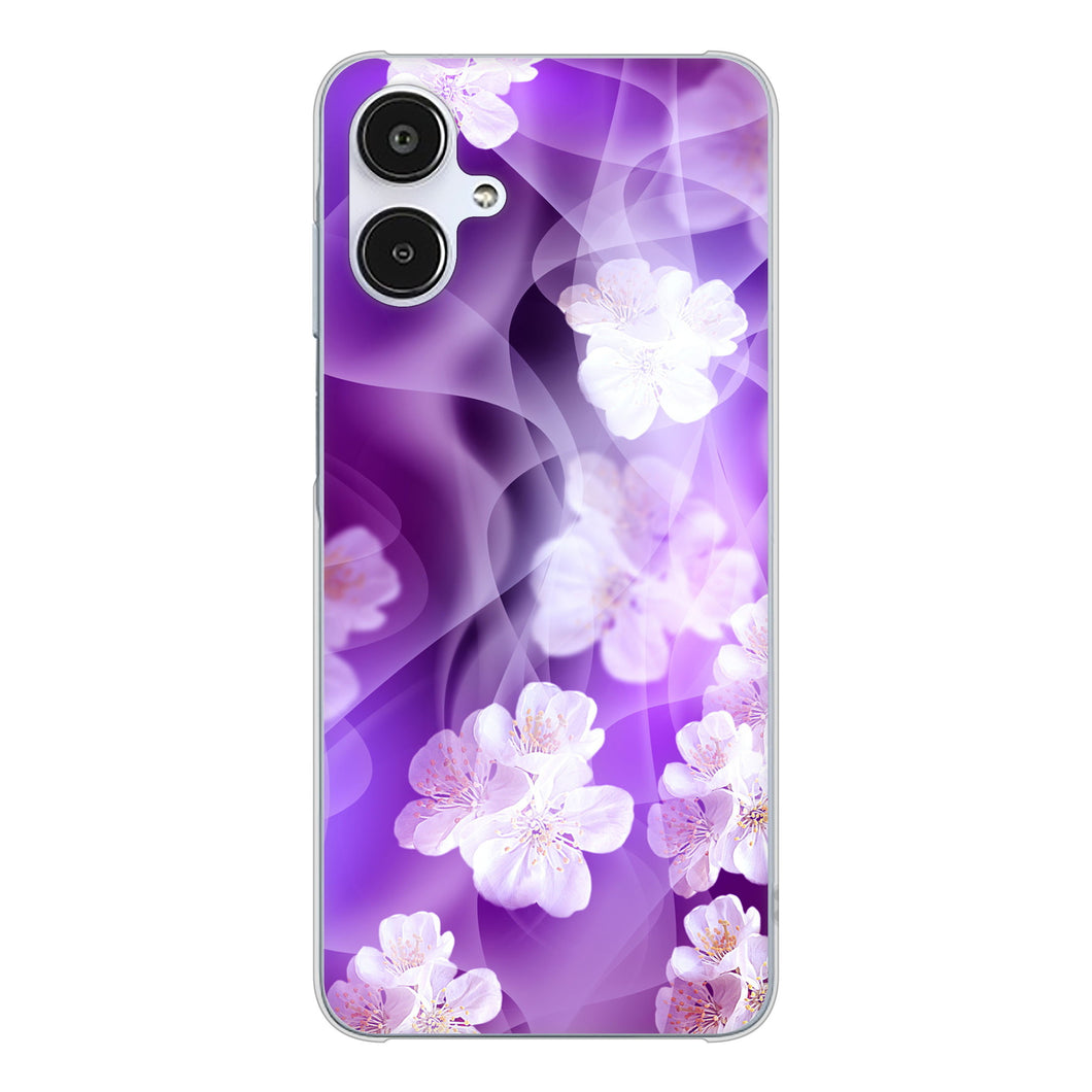 Galaxy A25 5G SCG33 au 高画質仕上げ 背面印刷 ハードケース 【1211 桜とパープルの風】