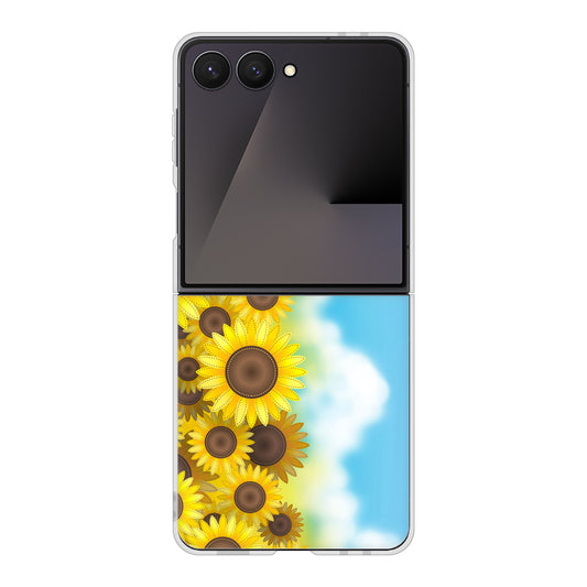 Galaxy Z Flip7 SCG35 au 高画質仕上げ 背面印刷 ハードケース 【148 ひまわり畑】