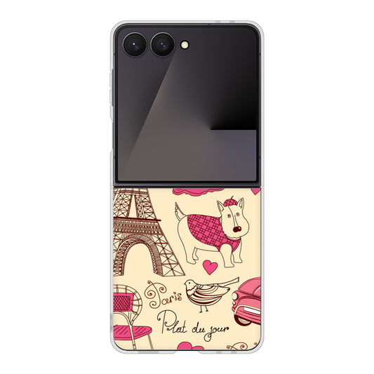 Galaxy Z Flip7 SCG35 au 高画質仕上げ 背面印刷 ハードケースLOVE フランス