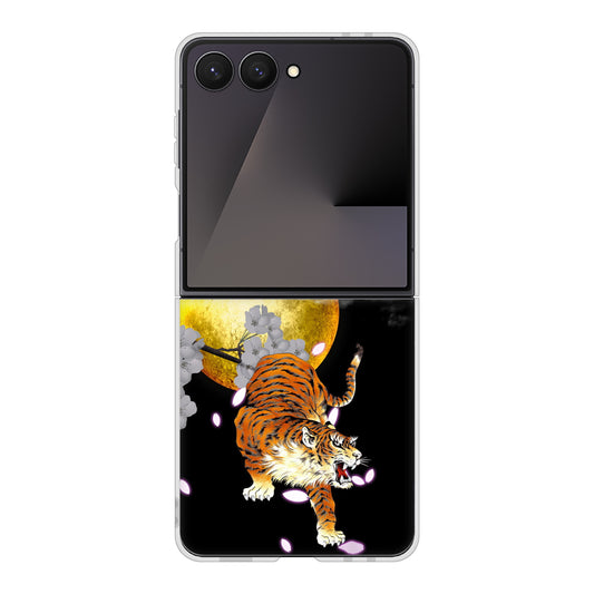 Galaxy Z Flip7 SCG35 au 高画質仕上げ 背面印刷 ハードケース月とタイガー