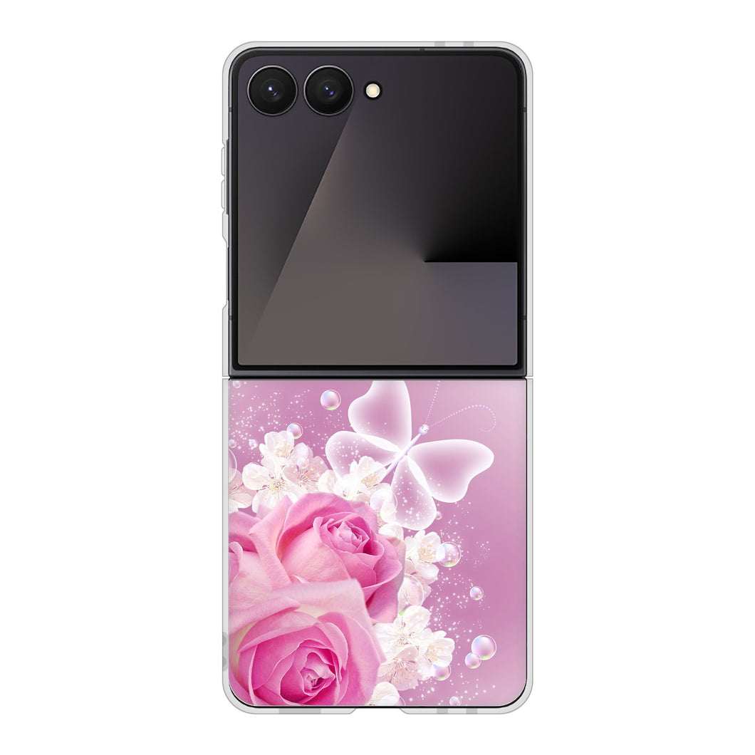Galaxy Z Flip7 SCG35 au 高画質仕上げ 背面印刷 ハードケースロマンチックなバラ