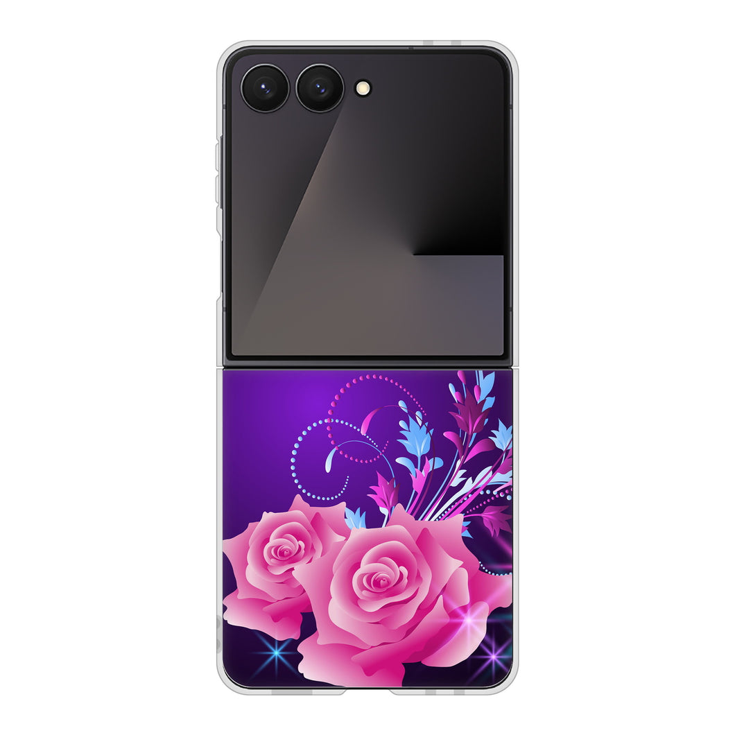 Galaxy Z Flip7 SCG35 au 高画質仕上げ 背面印刷 ハードケースロマンチックなバラ