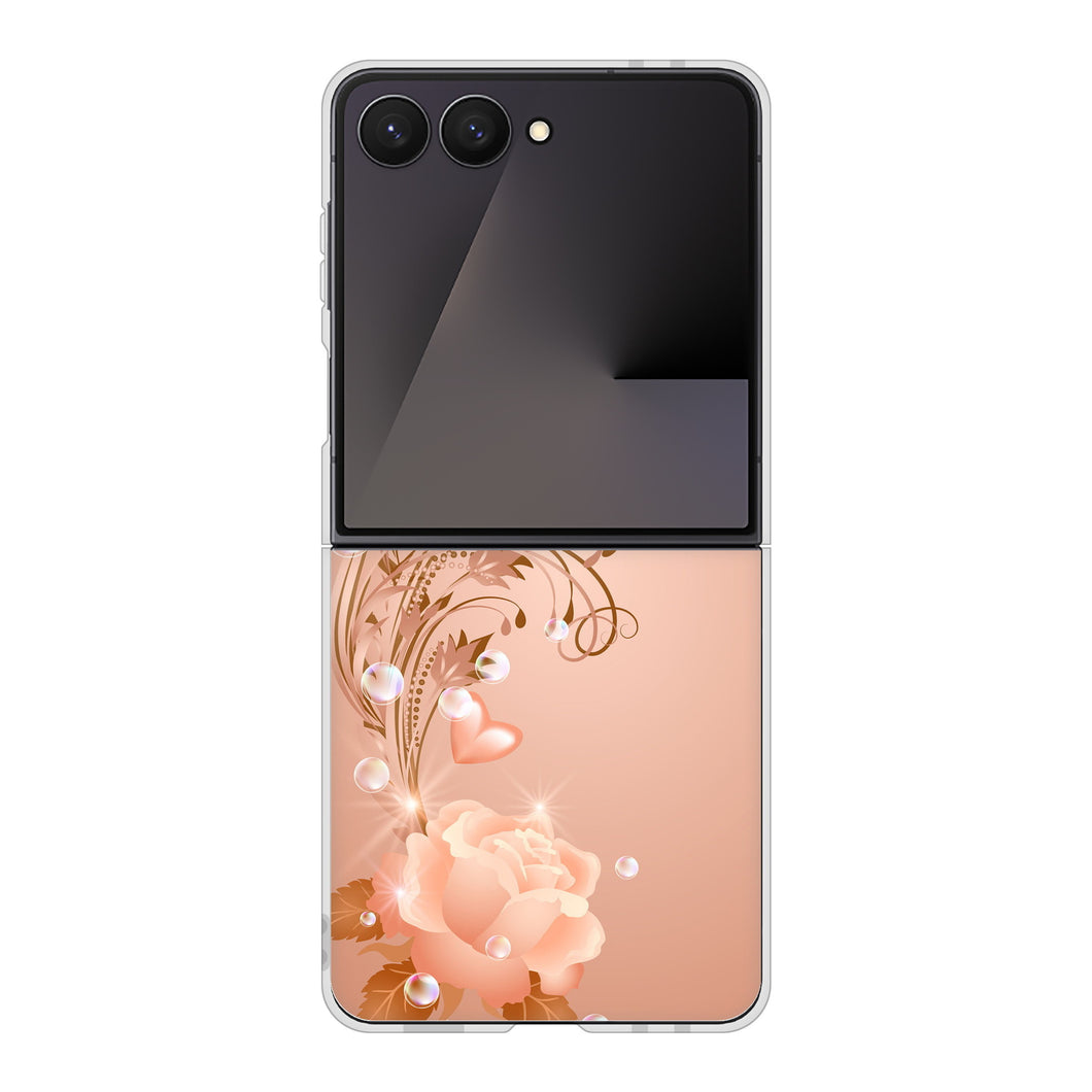Galaxy Z Flip7 SCG35 au 高画質仕上げ 背面印刷 ハードケースロマンチックなバラ