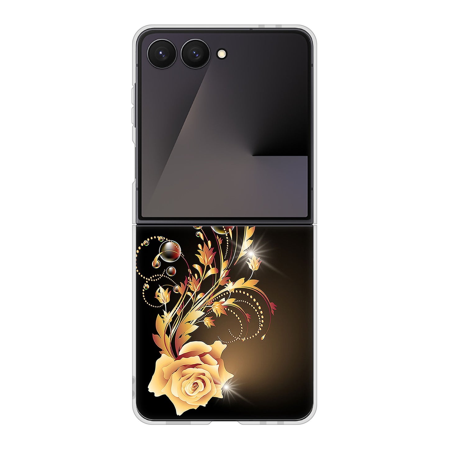 Galaxy Z Flip7 SCG35 au 高画質仕上げ 背面印刷 ハードケースロマンチックなバラ