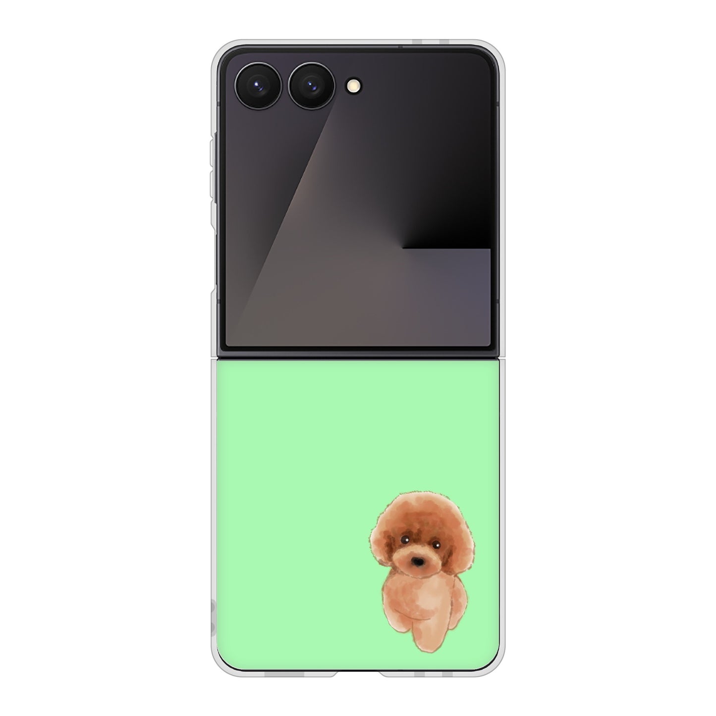 Galaxy Z Flip7 SCG35 au 高画質仕上げ 背面印刷 ハードケーストイプードルレッド