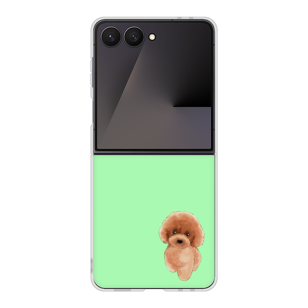 Galaxy Z Flip7 SCG35 au 高画質仕上げ 背面印刷 ハードケーストイプードルレッド