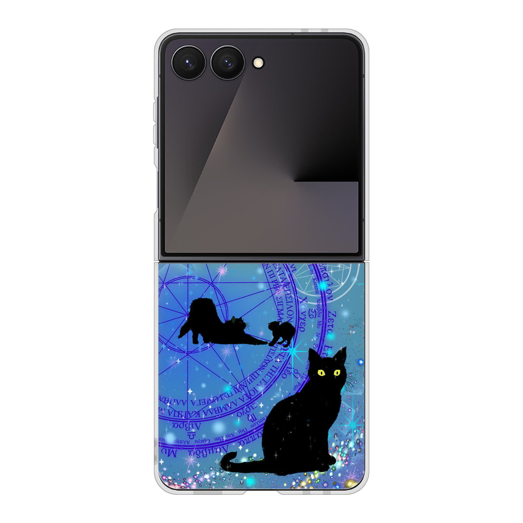 Galaxy Z Flip7 SCG35 au 高画質仕上げ 背面印刷 ハードケース魔法陣猫