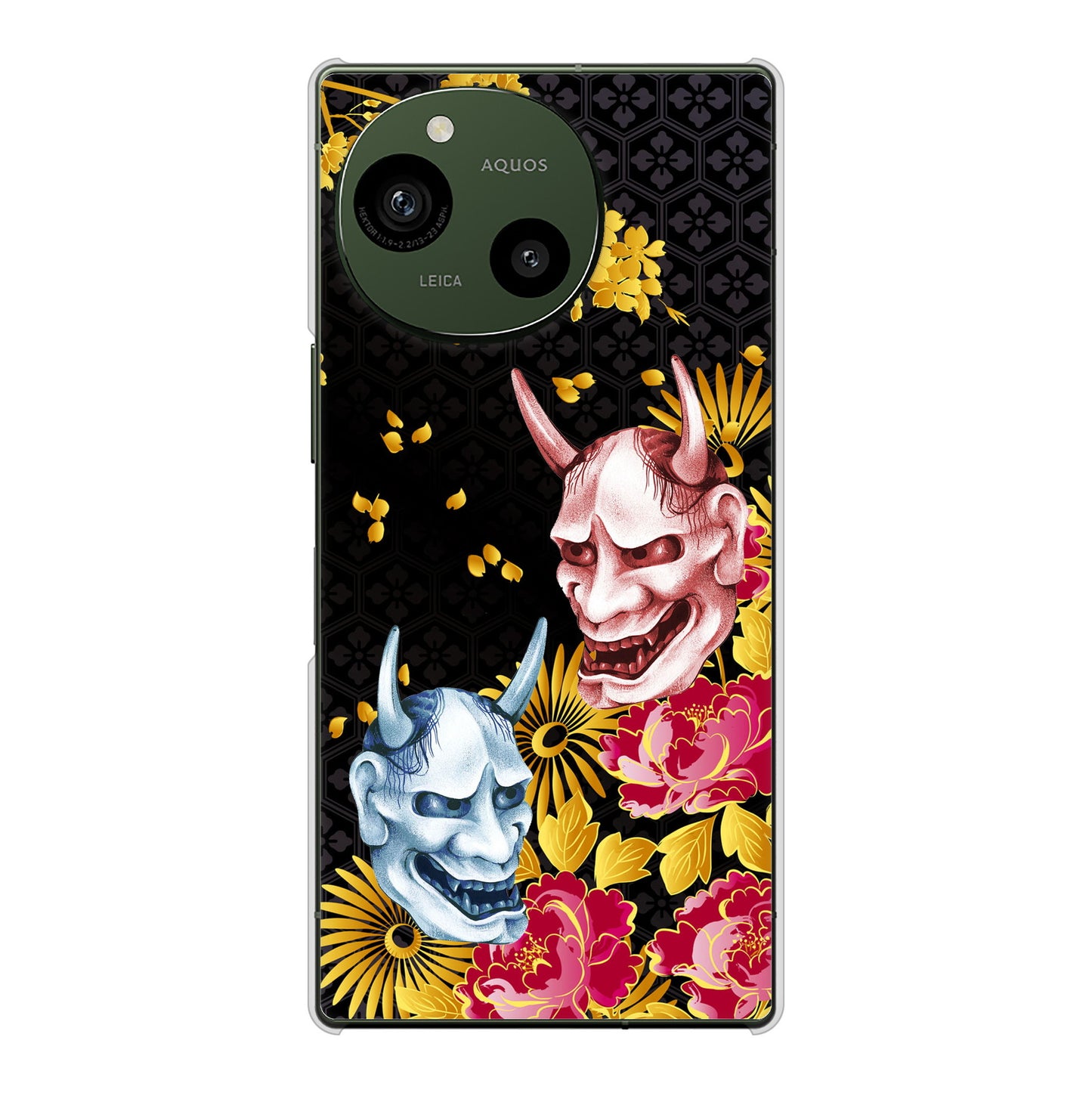 AQUOS R9 SH-51E docomo 高画質仕上げ 背面印刷 ハードケース 【1024 般若と牡丹2】