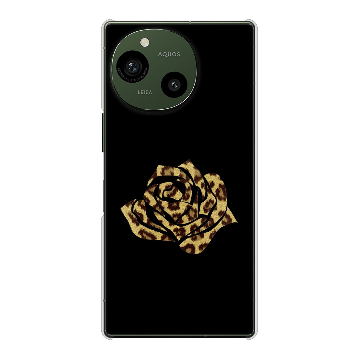 AQUOS R9 SH-51E docomo 高画質仕上げ 背面印刷 ハードケース 【1184 ヒョウのバラ（茶）】