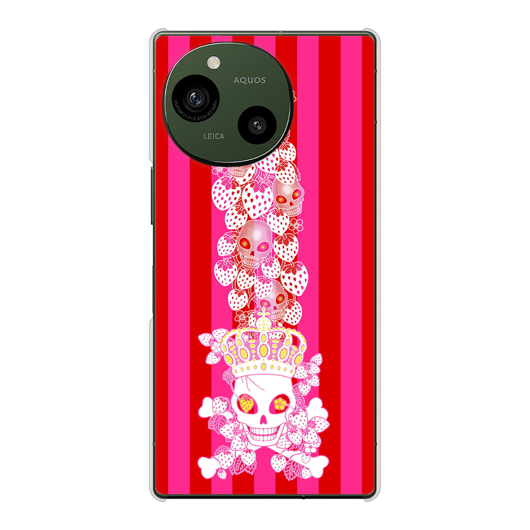 AQUOS R9 SH-51E docomo 高画質仕上げ 背面印刷 ハードケースむかいあぐる 苺骸骨王冠蔦