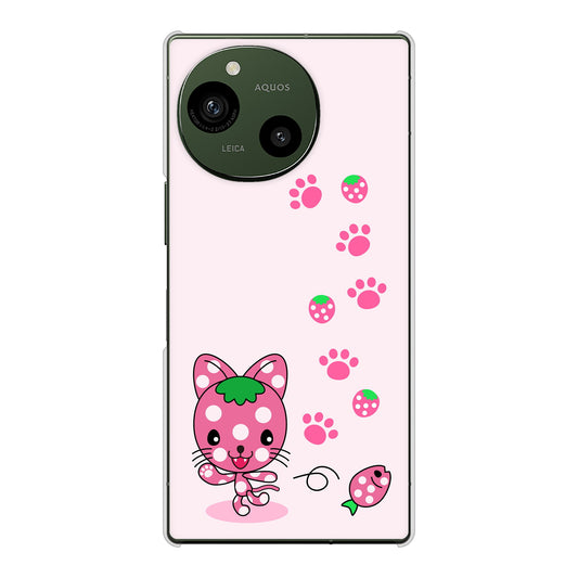 AQUOS R9 SH-51E docomo 高画質仕上げ 背面印刷 ハードケースむかいあぐる イチゴ猫のにゃんベリー