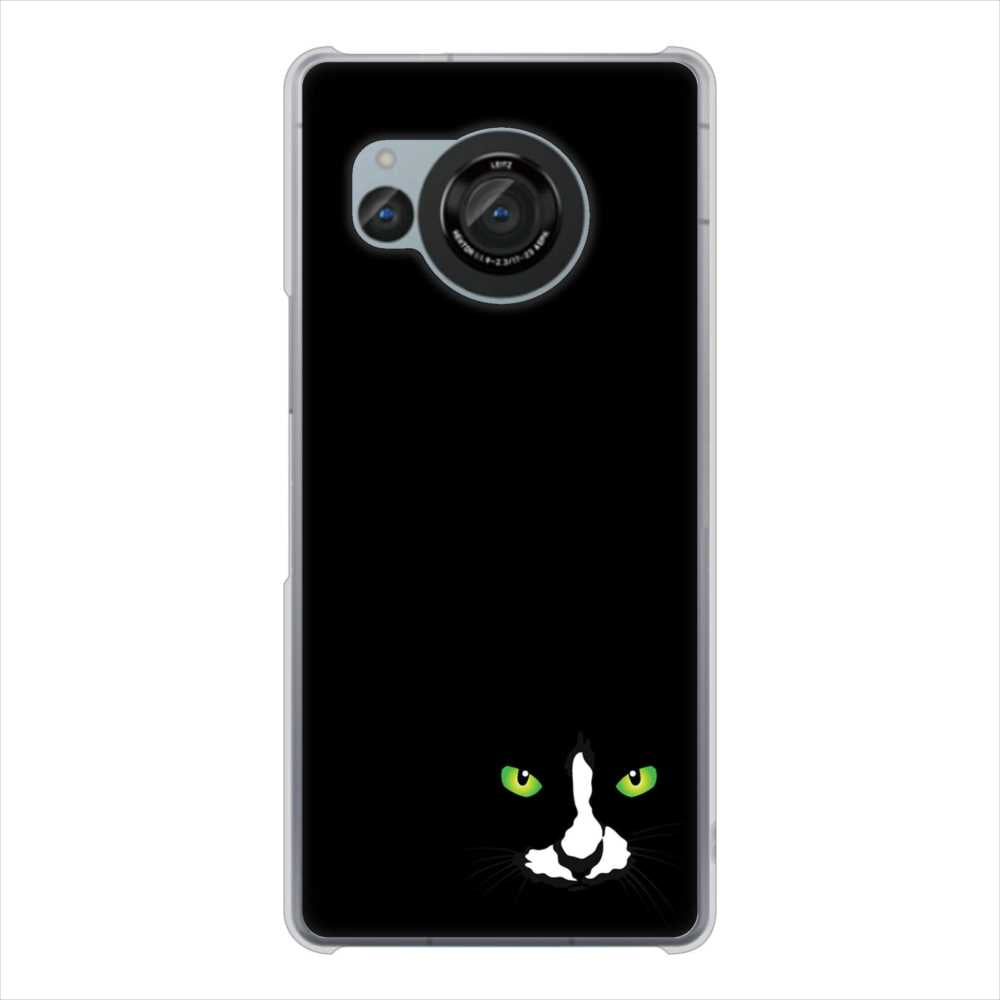 AQUOS R8 SH-52D docomo 高画質仕上げ 背面印刷 ハードケース 【398 黒ネコ】