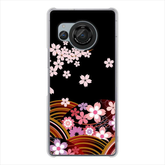 AQUOS R8 SH-52D docomo 高画質仕上げ 背面印刷 ハードケース 【1237 和柄＆筆文字・夜桜の宴】