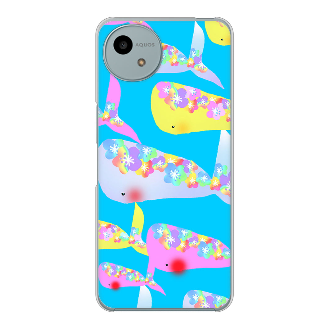 AQUOS wish4 SH-52E docomo 高画質仕上げ 背面印刷 ハードケース 【1045 くじらの仲間】