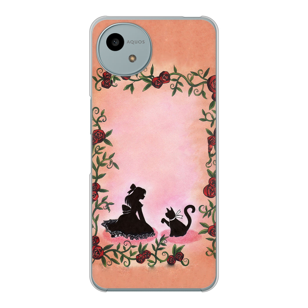 AQUOS wish4 SH-52E docomo 高画質仕上げ 背面印刷 ハードケースお姫様とネコ
