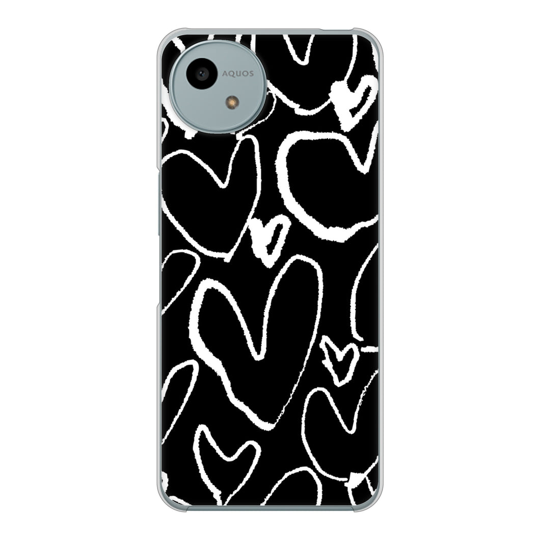 AQUOS wish4 SH-52E docomo 高画質仕上げ 背面印刷 ハードケース 【1124 ハート BK＆WH】
