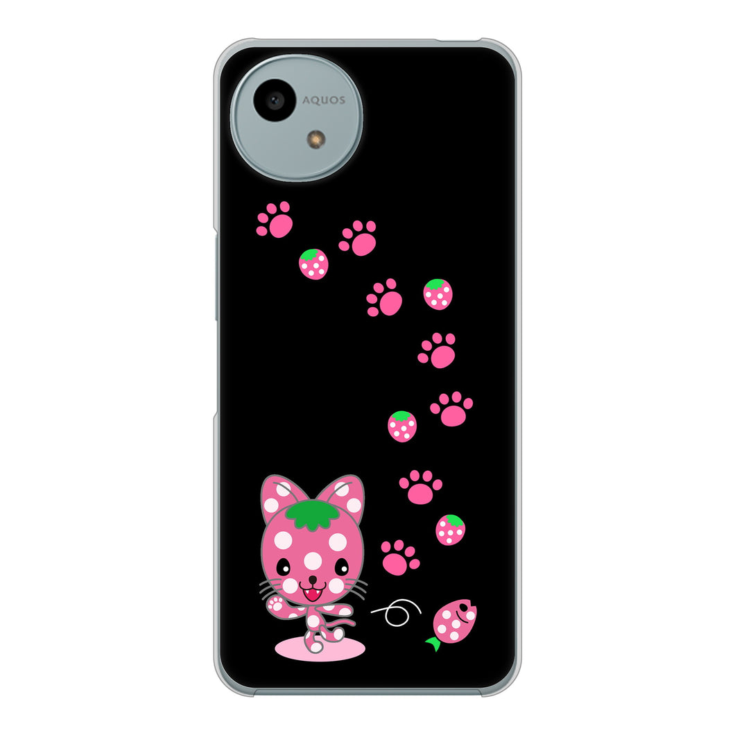 AQUOS wish4 SH-52E docomo 高画質仕上げ 背面印刷 ハードケースむかいあぐる イチゴ猫のにゃんベリー