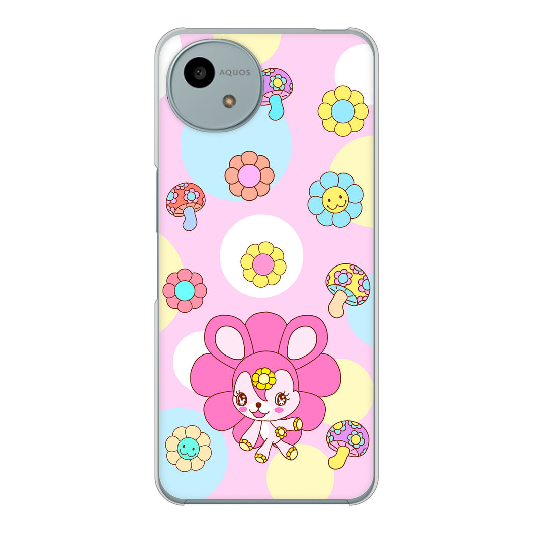 AQUOS wish4 SH-52E docomo 高画質仕上げ 背面印刷 ハードケースむかいあぐる フラワーうさぎのフラッピョン
