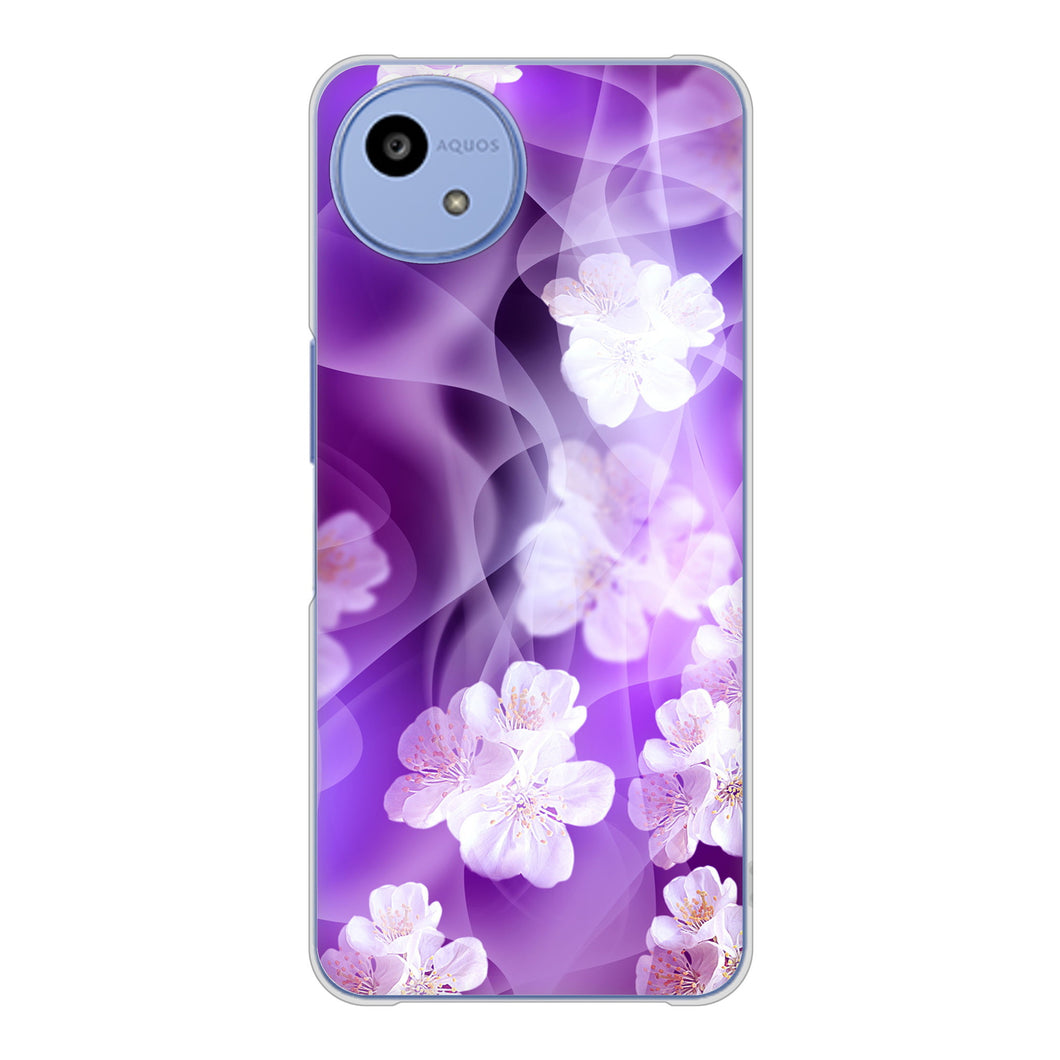 AQUOS wish5 SH-52F docomo 高画質仕上げ 背面印刷 ハードケース 【1211 桜とパープルの風】