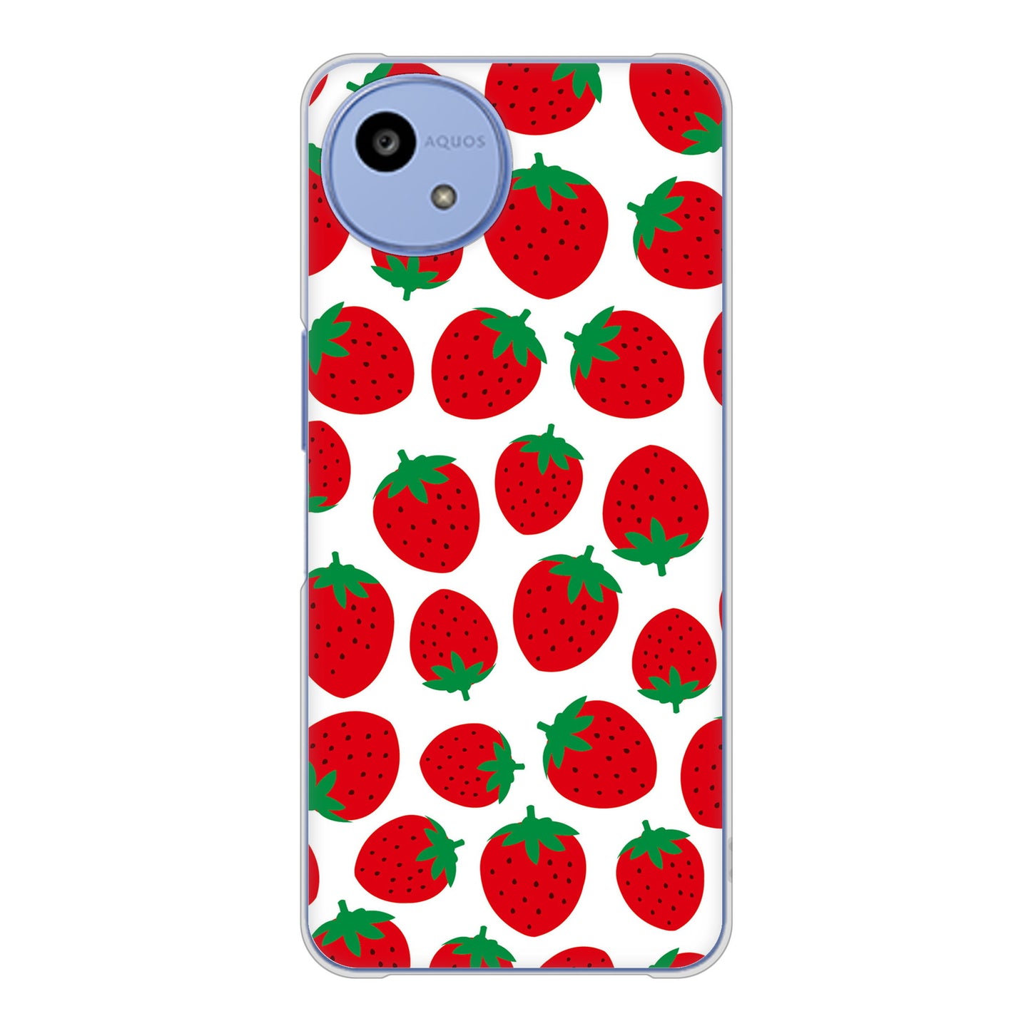 AQUOS wish5 SH-52F docomo 高画質仕上げ 背面印刷 ハードケース小さいイチゴ模様