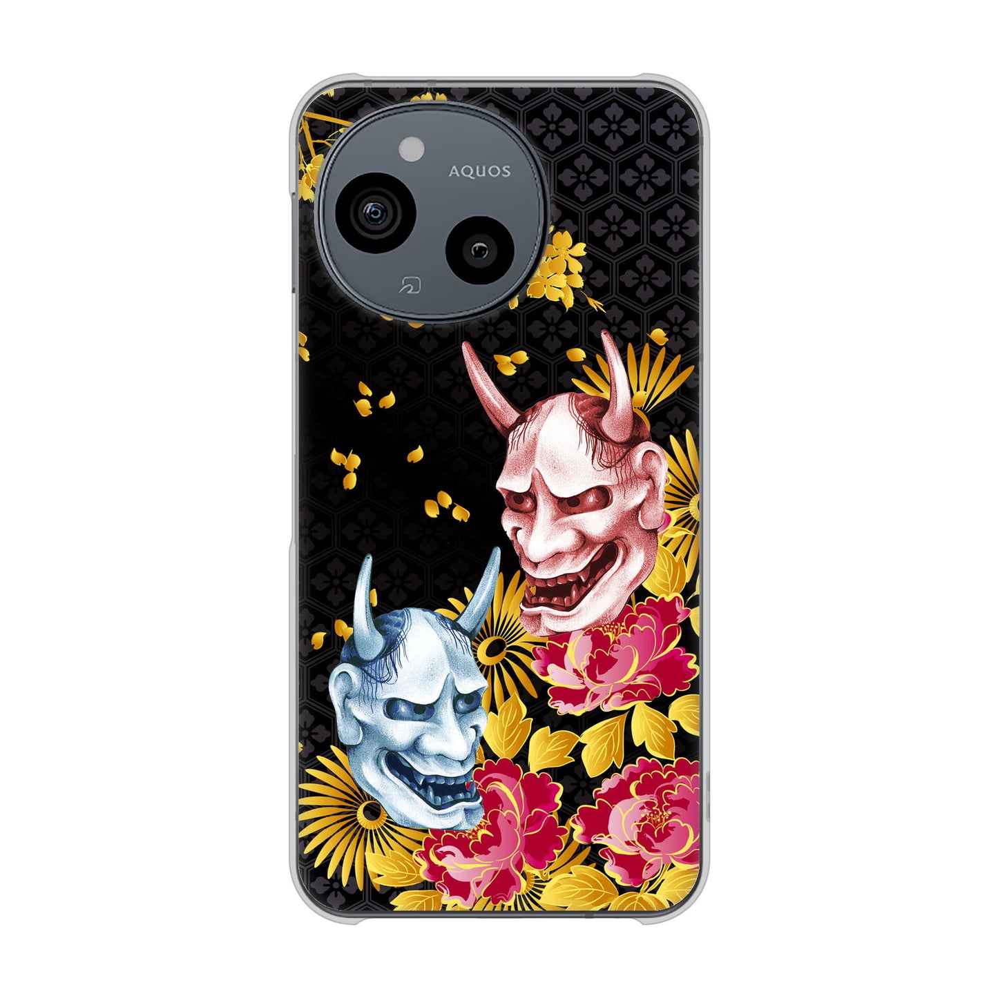 AQUOS sense10 SH-53F docomo 高画質仕上げ 背面印刷 ハードケース 【1024 般若と牡丹2】