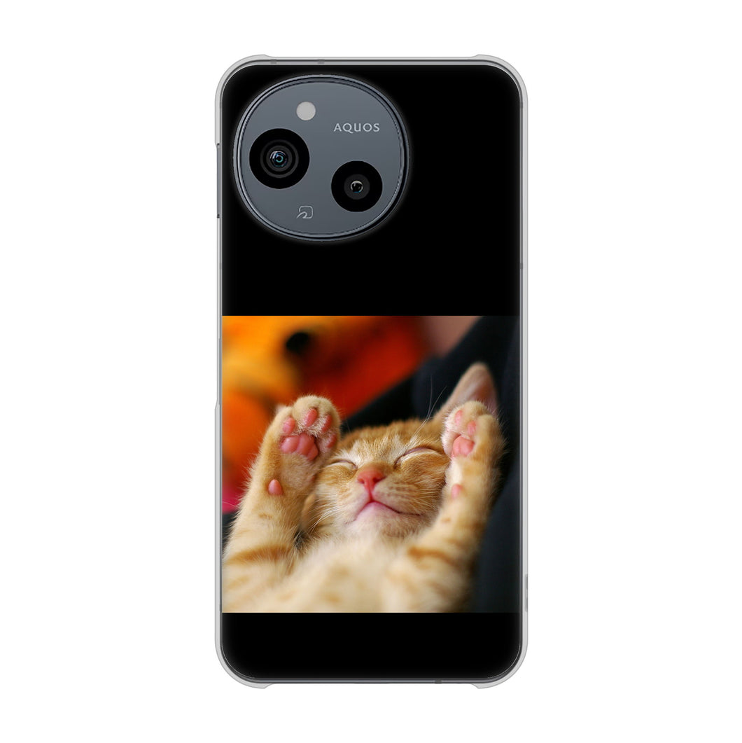 AQUOS sense10 SH-53F docomo 高画質仕上げ 背面印刷 ハードケース 【VA804 爆睡するネコ】