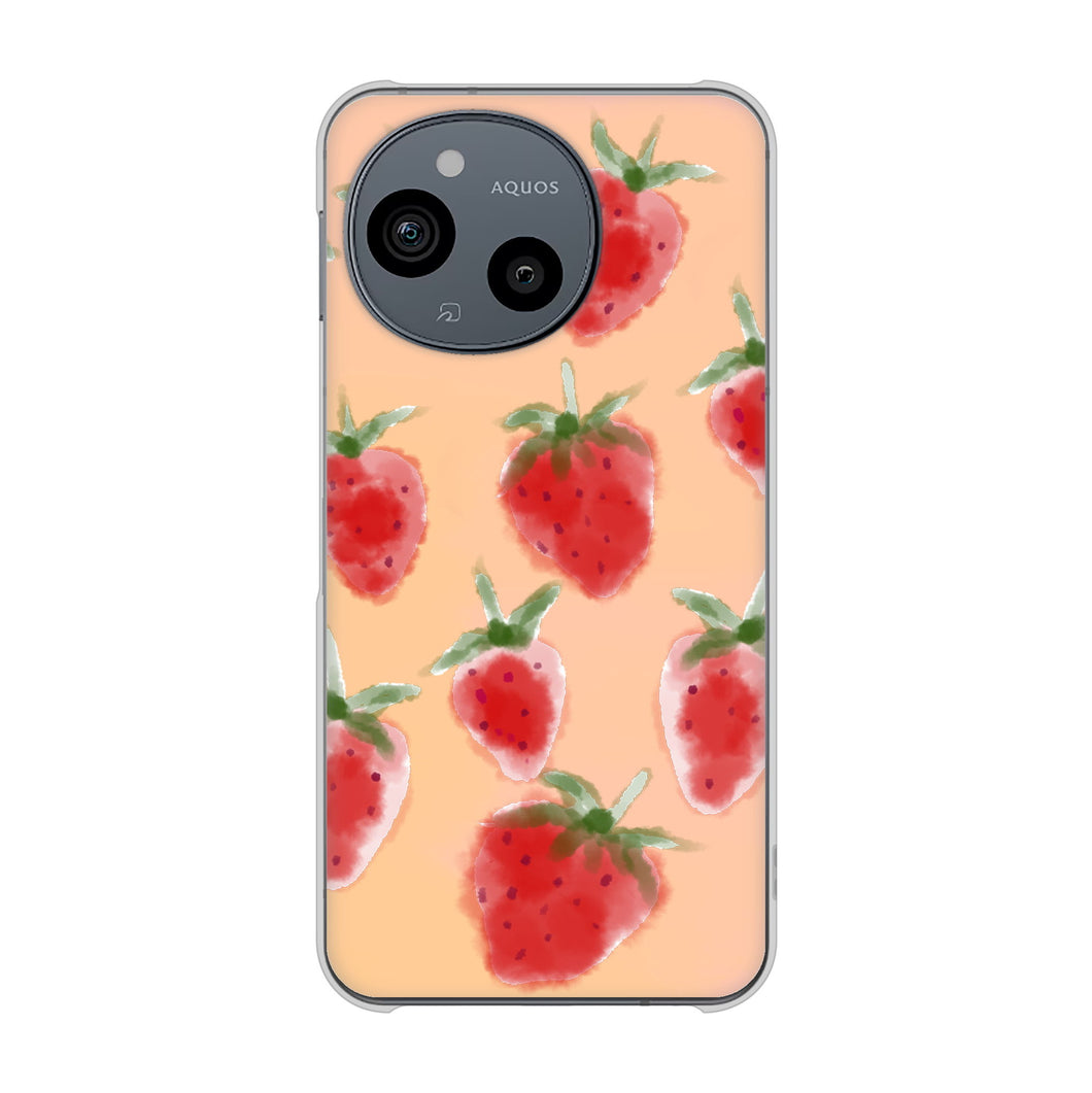 AQUOS sense10 SH-53F docomo 高画質仕上げ 背面印刷 ハードケースイチゴ 水彩
