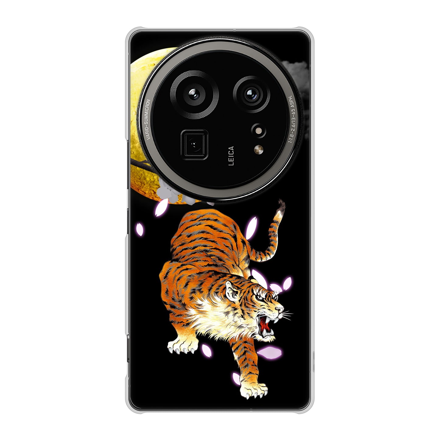 AQUOS R9 pro SH-54E docomo 高画質仕上げ 背面印刷 ハードケース月とタイガー