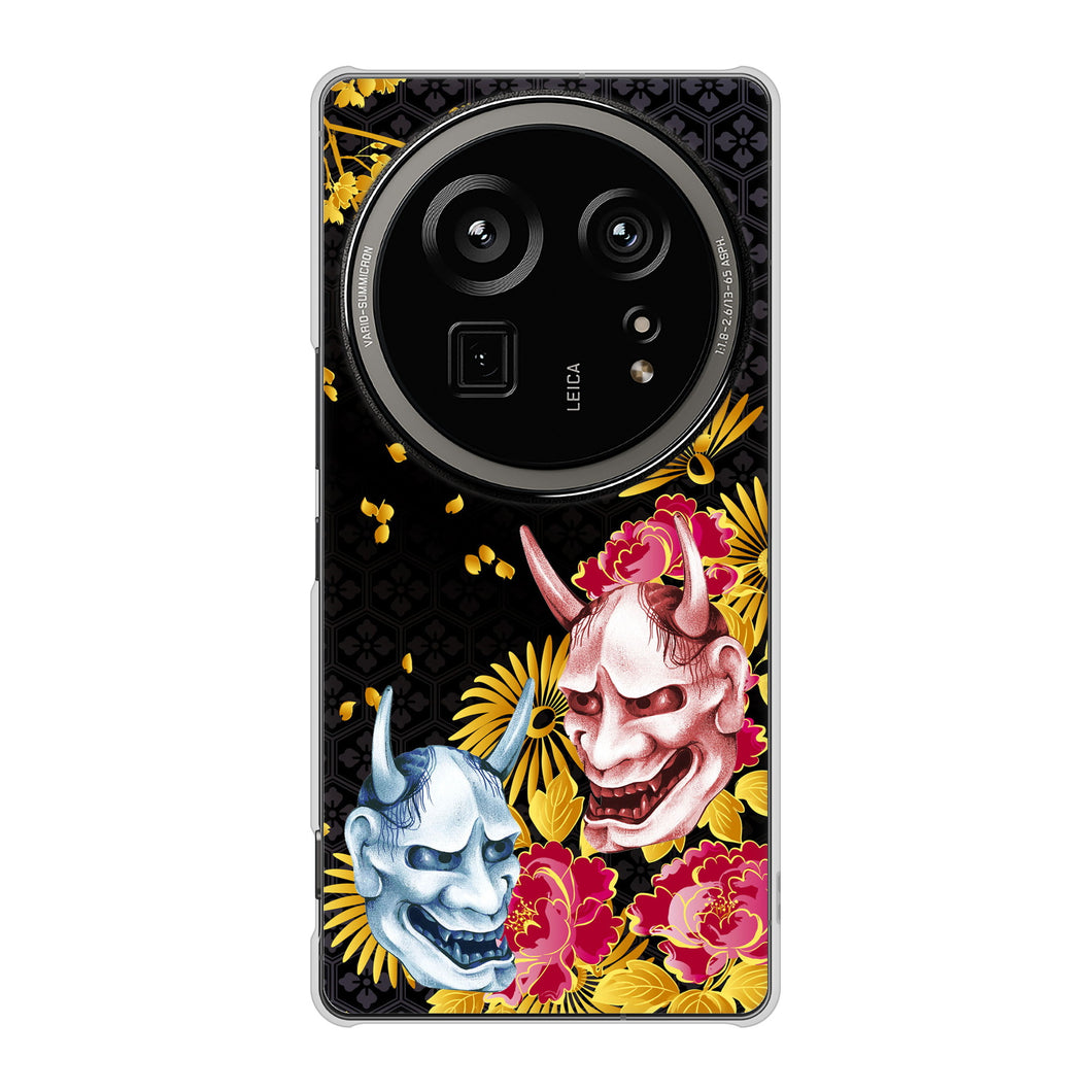 AQUOS R9 pro SH-54E docomo 高画質仕上げ 背面印刷 ハードケース 【1024 般若と牡丹2】