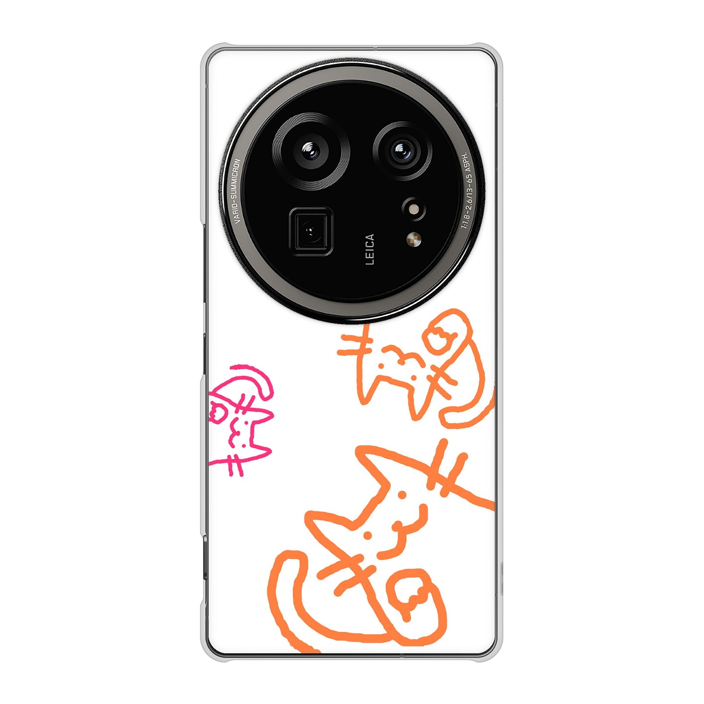 AQUOS R9 pro SH-54E docomo 高画質仕上げ 背面印刷 ハードケース 【1098 手まねきする3匹のネコ】